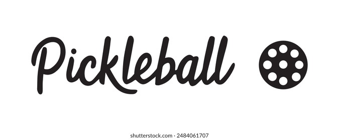 Dynamic and eye-catching handwritten font for Pickleball. Suitable for logos, advertising, t-shirt design, sweatshirts, accessories, stickers, etc.  Vector illustration