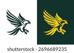 Dynamic falcon emblem in two color variations showcasing power and agility in flight
