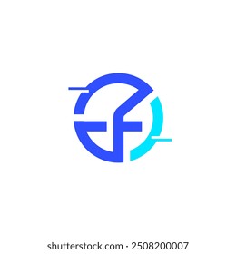 Dynamic Fast Circle with F Letter, Technology Privacy Logo Design Vector