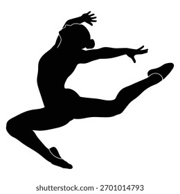 Dynamic female gymnast executing a split leap Vector, illustration