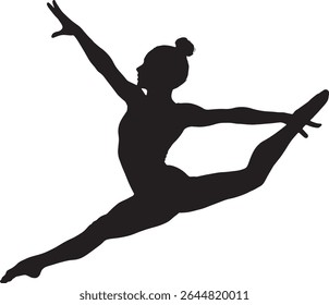 Silhueta de salto de ginasta feminina dinâmica