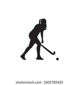 Dynamic Female Hockey Player Silhouette