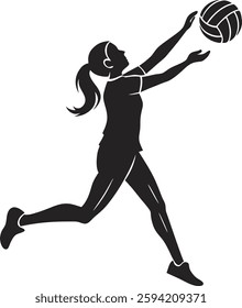 Dynamic Female Volleyball Player Silhouette in Action