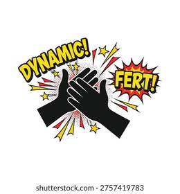 Dynamic and fertile hands clapping with comic explosion effects