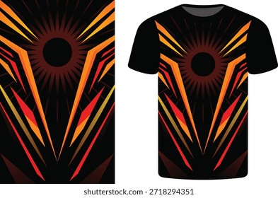 Dynamic Fiery Geometric T-Shirt Design for Sports Apparel, Modern Sport Fashion, Sport Jersey Dress Template, Creative Fusion, Minimal Jersey Vector Template, T shirt Background Texture.