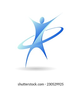 The dynamic figure with a hoop in a jump. Vector illustration, logo.