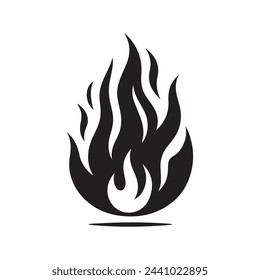 Dynamic Fire Flame Silhouette - Black and White Graphic Representation