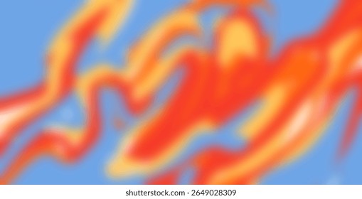 Dynamic fire pattern in red and yellow colors on a bright blue background. Visually reminiscent of flame movement or temperature map.