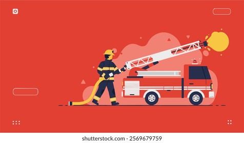 Dynamic Firefighter Vector for Branding, Advertising, Safety Campaigns, Educational Materials, Merchandising, Posters, and Packaging