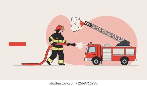 Dynamic Firefighter Vector for Branding, Advertising, Safety Campaigns, Educational Materials, Merchandising, Posters, and Packaging