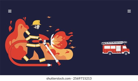 Dynamic Firefighter Vector for Branding, Advertising, Safety Campaigns, Educational Materials, Merchandising, Posters, and Packaging