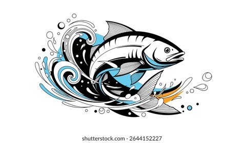 A Dynamic Fish Illustration Showcasing Movement and the Power of Aquatic Life Forms