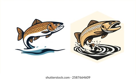 Dynamic Fish Logo Design Featuring Leaping Fish for Fishing, Wildlife, and Aquatic Brand Identity