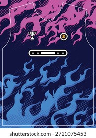 Dynamic Flame Sports Jersey Template with Trophy and Star Accents