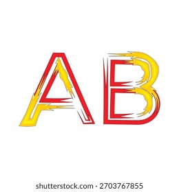 Gráfico de Vector dinámico de letras llameantes A y B. Elemento de diseño de tipografía de velocidad, fuego y energía para logotipos, deportes y temas de carreras.