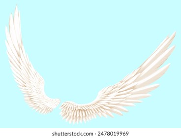 Dynamic flapping white wings angel fancy