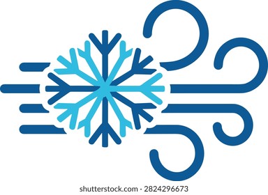 Dynamic flat vector design featuring snowy weather patterns and icy breeze elements for seasonal climate reports.