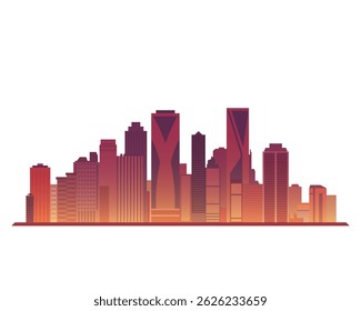 A dynamic flat vector illustration of a city skyline