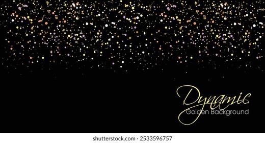 Fluxo dinâmico com partículas de renderização 3d fundo de ponto de partícula dourada