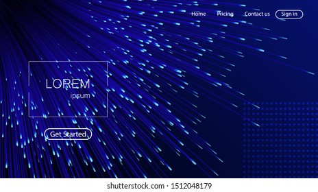 Dynamic Flow Bright Lines Abstract Background. Landing Page. Digital Glitch Effect