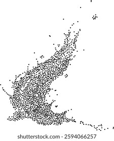 Dynamic flow of dotted particles, smoke shape. Ideal for abstract and futuristic designs, the flowing dots create a sense of movement and energy, adding creativity and vibrancy to visual projects. 