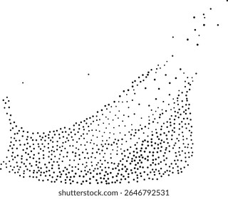 Dynamic flow of dotted particles, smoke shape. Ideal for abstract and futuristic designs, the flowing dots create a sense of movement and energy, adding creativity and vibrancy to visual projects. 