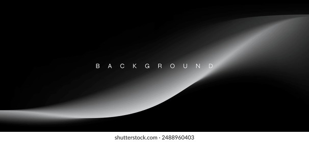 Dynamic flow wave minimalist background. Black grayscale design template
