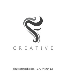 Diseño dinámico del icono de la letra F con los Elementos del movimiento para los negocios modernos