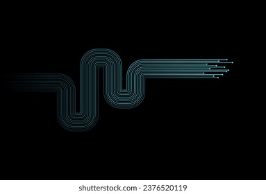 Dynamic flowing lines on black background. Abstract internet lines flow. Data connection speed line. Graphic concept for your design.