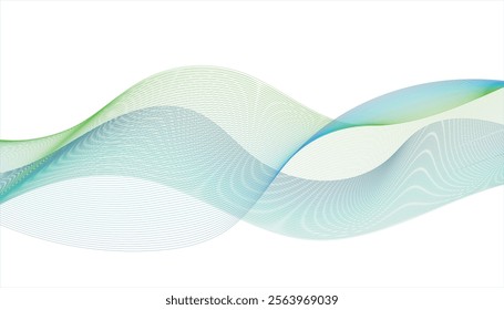 Dynamic Flowing Lines on White Background, Abstract flowing line patterns. Futuristic technology and sound wave pattern.