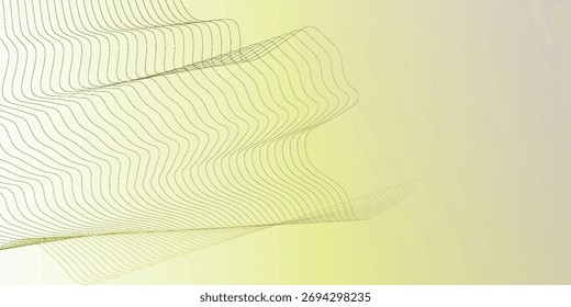 A dynamic, flowing shape composed of numerous thin, dark, parallel lines. The lines undulate in a wavy pattern, creating a sense of movement and a subtle moiré effect.