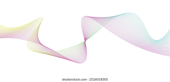 Dynamic flowing wave lines design element. Futuristi ccolorful sound wave pattern