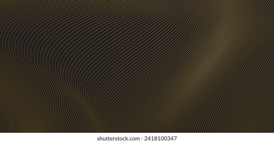 dynamic flowing wave lines, smooth curve gold gradient pattern. Vector illustration