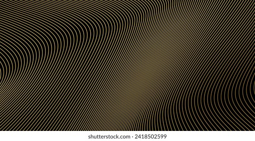 dynamic flowing wave lines, smooth curve gold gradient pattern. Vector illustration