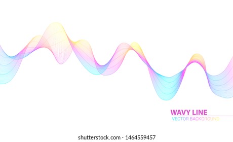 Dynamic flowing waves. Horizontal abstract wavy spun stripes. Twisted lines isolated on white background. Vector design elements, graphic concept of flow, music, technology, science