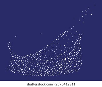 Dynamic flowing wavy dotted particles pattern. Ideal for abstract and futuristic designs, the flowing dots create a sense of movement and energy. Abstract spray white smoke or fog dust and dots.