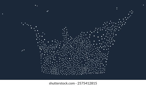 Dynamic flowing wavy dotted particles pattern. Ideal for abstract and futuristic designs, the flowing dots create a sense of movement and energy. Abstract spray white smoke or fog dust and dots.