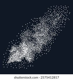 Dynamic flowing wavy dotted particles pattern. Ideal for abstract and futuristic designs, the flowing dots create a sense of movement and energy. Abstract spray white smoke or fog dust and dots.