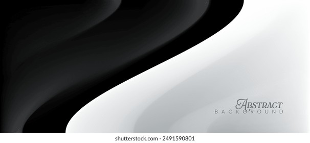 Dynamic fluid abstract background, black and white shape, minimalist clean cover design