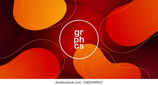 Dynamic fluid dark red and orange gradient textured abstract background design in 3D style with wavy liquid color. Eps10 Vector