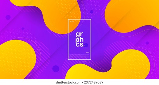 Dynamic fluid orange and purple textured abstract background design in 3D style with wavy liquid orange color. Eps10 Vector