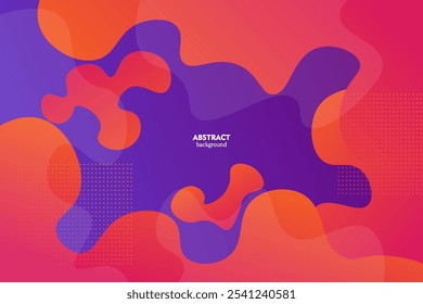 Diseño de fondo abstracto con textura púrpura dinámica y fluida en estilo 3D con colores naranja y rojo líquidos ondulados. EPS10