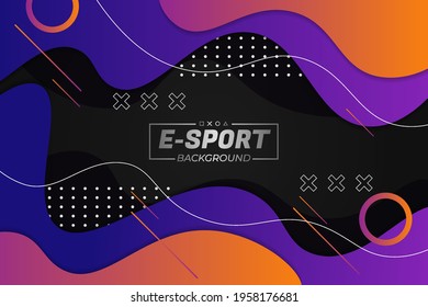 Dynamic Fluid Shape E-Sports Gaming Modern Concept Background Purple Orange