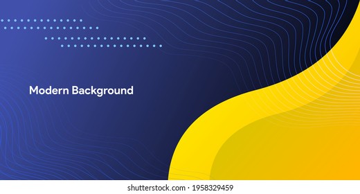 Dynamic fluid yellow and blue curve with colorful duo tone on white background