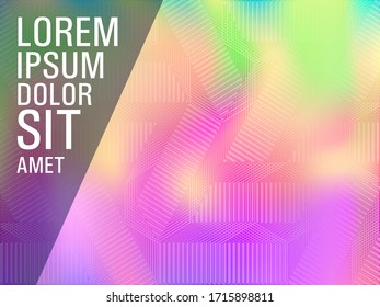 Dynamic flyer neon hologram texture vector background. Fluid shimmer overlay elements. Modern neon holographic gradient template for flyer design.