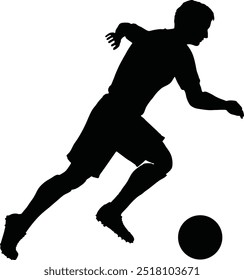 Diseño de Vector de silueta de fútbol dinámico con un jugador en movimiento, perfecto para proyectos deportivos