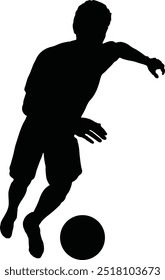 Dynamic football silhouette vector design featuring a player in motion, perfect for sports-themed projects