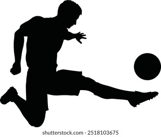 Dynamic football silhouette vector design featuring a player in motion, perfect for sports-themed projects