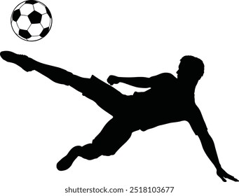 Dynamic football silhouette vector design featuring a player in motion, perfect for sports-themed projects