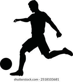 Dynamic football silhouette vector design featuring a player in motion, perfect for sports-themed projects